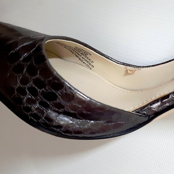 BCBG GENERATION Conchetta D'Orsay Cutout Heels in Gunmetal Gray Snakeskin - Picture 10 of 11